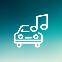 Image showing Car with music thin line icon