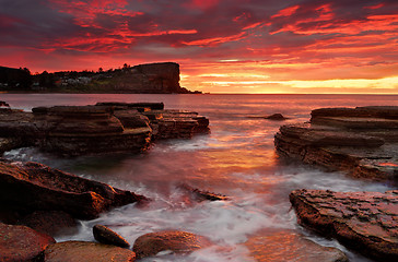 Image showing Blazing sunrise from Avalon Beach Australia