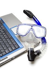 Image showing Laptop and snorkel