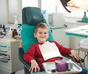 Image showing Young boy in a dental surgery