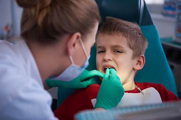 Image showing Young boy in a dental surgery