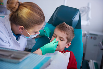 Image showing Young boy in a dental surgery