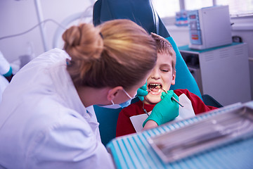 Image showing Young boy in a dental surgery