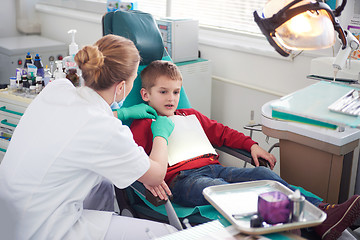 Image showing Young boy in a dental surgery