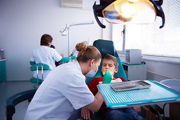 Image showing Young boy in a dental surgery