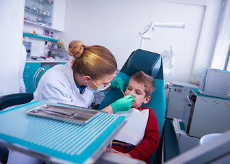 Image showing Young boy in a dental surgery