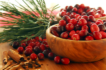 Image showing Cranberries in bowls