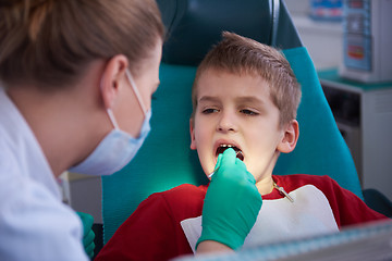 Image showing Young boy in a dental surgery