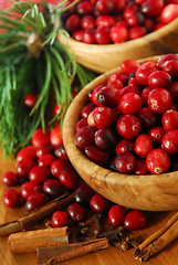 Image showing Cranberries in bowls