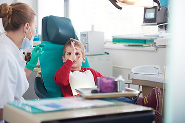 Image showing Young boy in a dental surgery