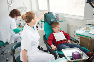 Image showing Young boy in a dental surgery