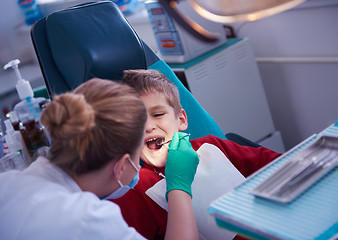 Image showing Young boy in a dental surgery