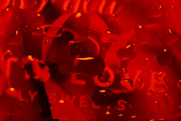 Image showing red abstract background with water drops