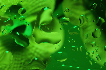 Image showing green abstract background with water drops