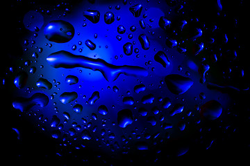 Image showing blue abstract background with water drops