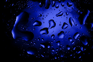 Image showing blue abstract background with water drops