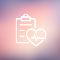 Image showing Heartbeat record thin line icon