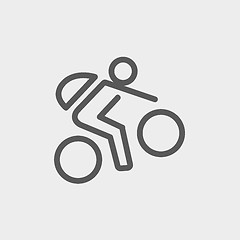 Image showing Mountain bike rider thin line icon