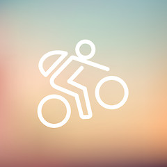 Image showing Mountain bike rider thin line icon
