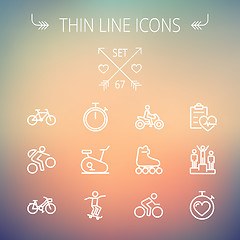 Image showing Sports thin line icon set