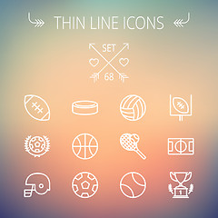 Image showing Sports thin line icon set