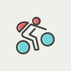 Image showing Mountain bike rider thin line icon