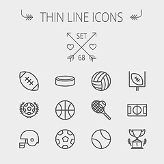 Image showing Sports thin line icon set