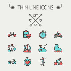 Image showing Sports thin line icon set