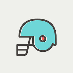 Image showing Football helmet thin lien icon 