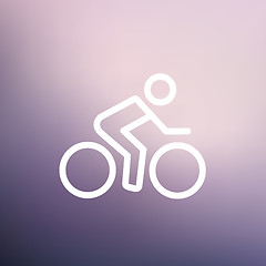 Image showing Sport bike and rider thin line icon