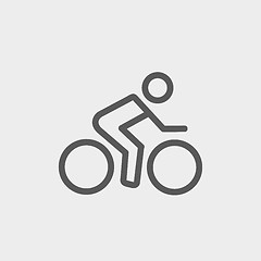 Image showing Sport bike and rider thin line icon