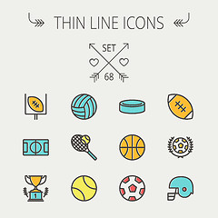 Image showing Sports thin line icon set