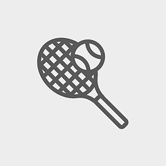 Image showing Tennis Racket and Ball thin line icon