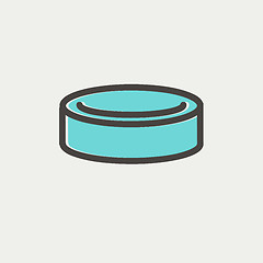 Image showing Hockey puck thin line icon