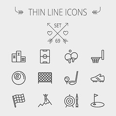 Image showing Sports thin line icon set