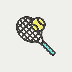 Image showing Tennis Racket and Ball thin line icon