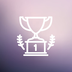 Image showing Trophy for first place winner thin line icon