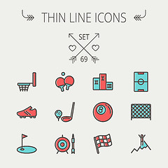 Image showing Sports thin line icon set