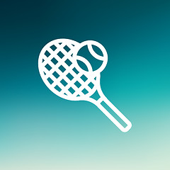 Image showing Tennis Racket and Ball thin line icon