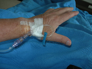 Image showing intravenous feed in wrist