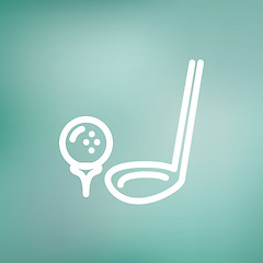Image showing Golf Ball And Putter thin line icon