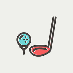 Image showing Golf Ball And Putter thin line icon