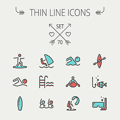 Image showing Sports thin line icon set