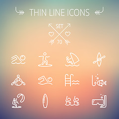 Image showing Sports thin line icon set