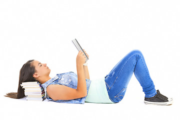 Image showing teenager girl reading book 