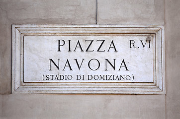 Image showing Piazza Navona sign in Rome, Italy