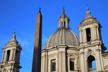 Image showing Saint Agnese in Agone with Egypts obelisk in Piazza Navona, Rome