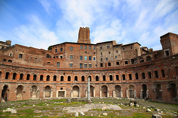 Image showing A panoramic view on Trajan\'s Market (Mercati Traianei) in Rome, 