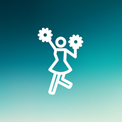 Image showing Cheerleader with pom thin line icon