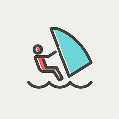 Image showing Wind surfing thin line icon